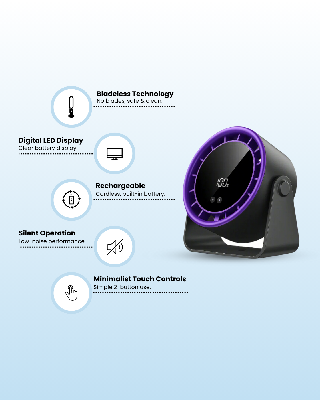 Desktop Fan High-speed 100 Speed Adjustable Circulating Fan USB Charging&Plug-in Silent Desktop Digital Display Desktop Fan